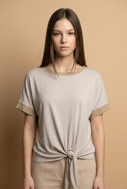 Top met Gouden Bies Beige
