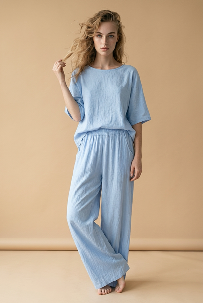 Blauwe 2-delige set met shirt en broek