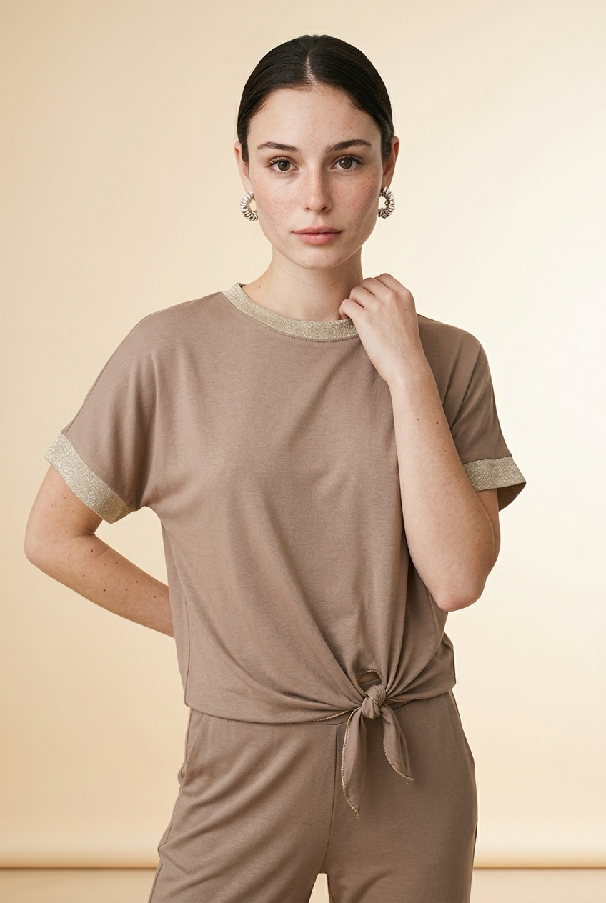 Camel Top met Gouden Bies