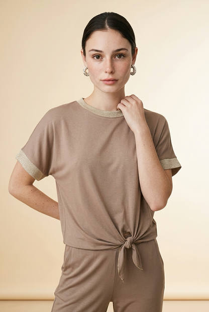 Camel Top met Gouden Bies