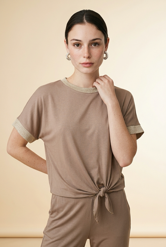 Camel Top met Gouden Bies