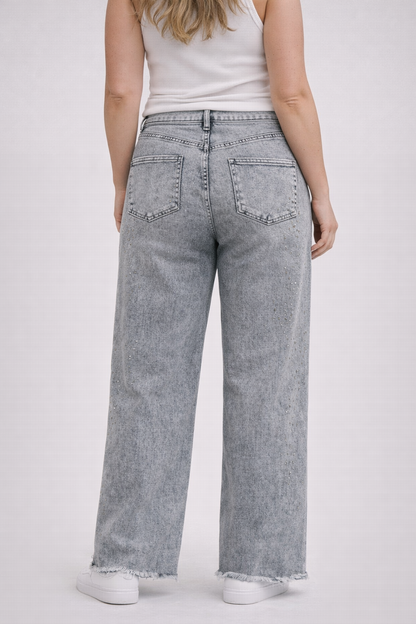 Jewelly Jeans – Glitter Baggy Jeans met Rechte Pijp - My Zaya