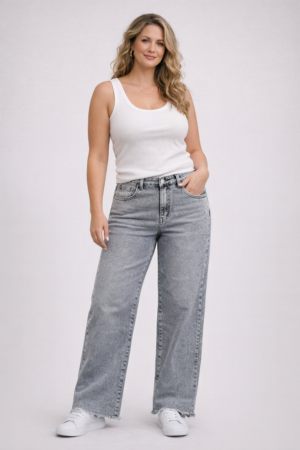 Jewelly Jeans – Glitter Baggy Jeans met Rechte Pijp - My Zaya