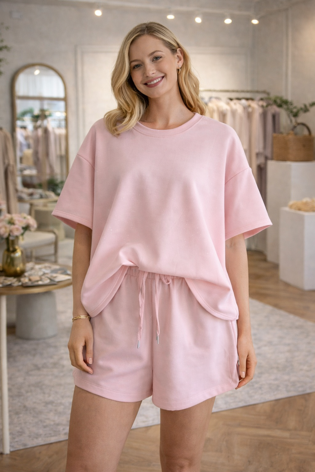     Roze comfortabele 2-delige outfit voor dames