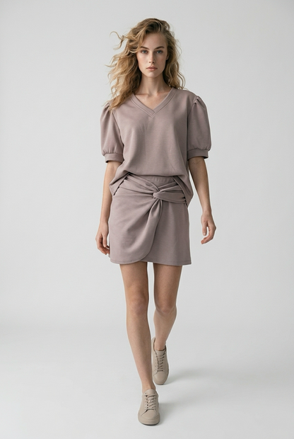 2-Delige Set met Shirt en Broekrokje Taupe