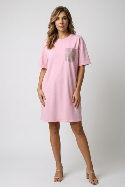 Damesjurk met panterprint borstzak in glitter