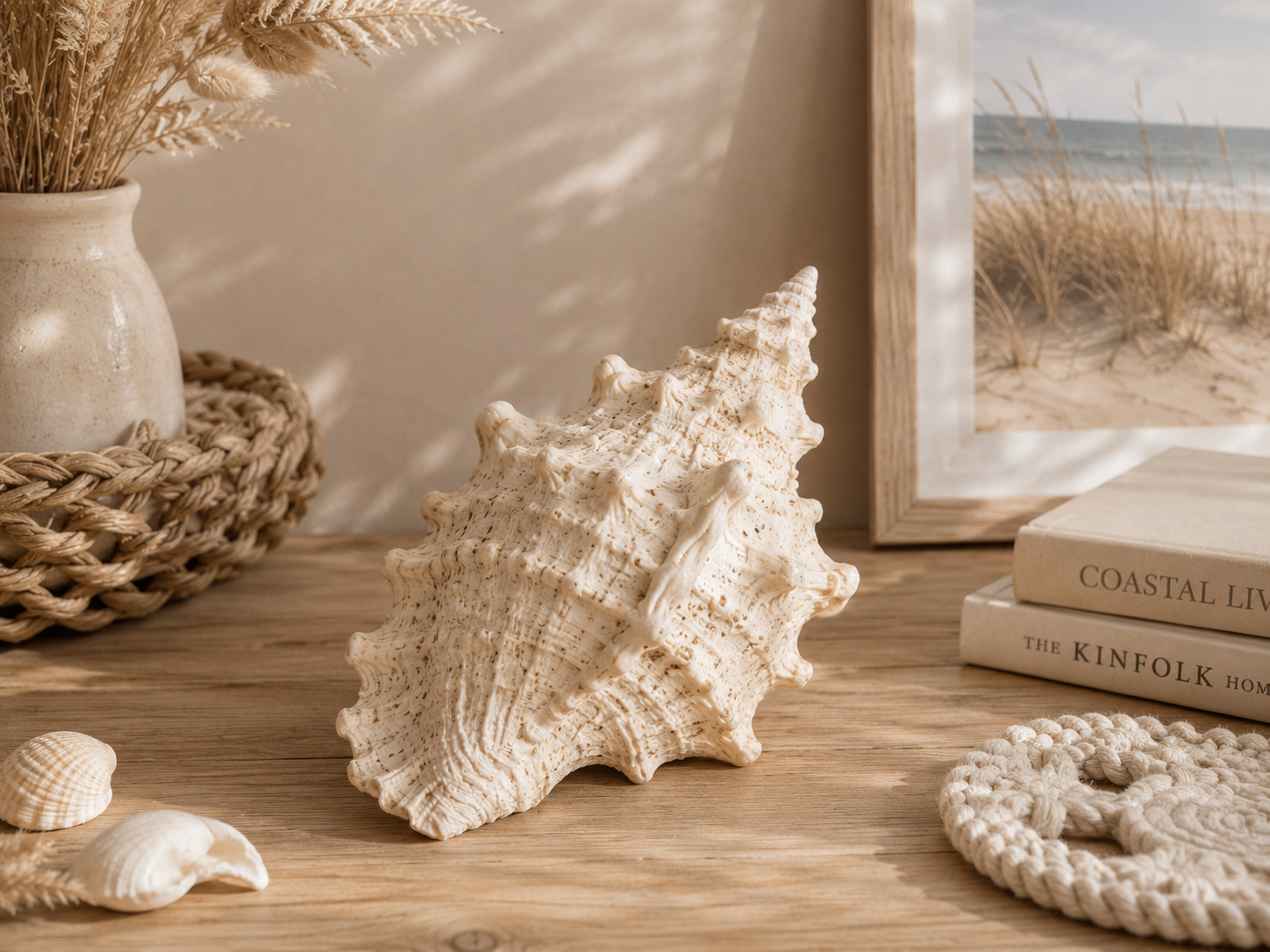 Decoratieve schelp in naturel tint