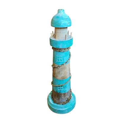 Vuurtoren Decoratie Turquoise H40 cm
