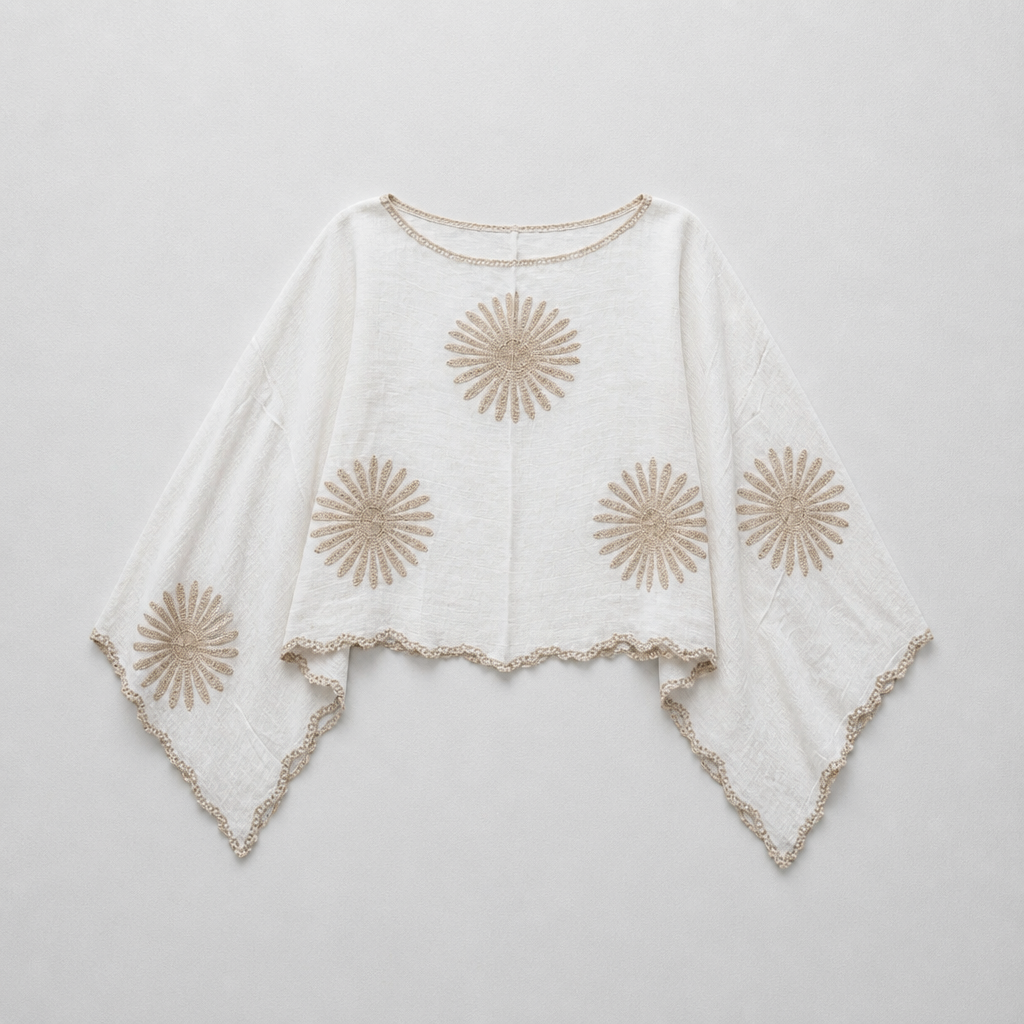 Elegante boho top in off white