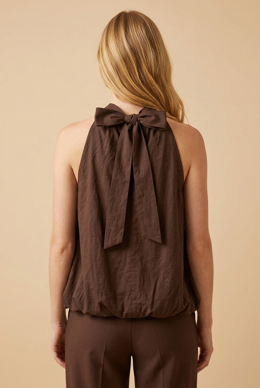 Elegante bruine top met ballonmodel