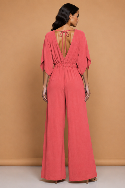 Elegante koraalroze jumpsuit voor dames
