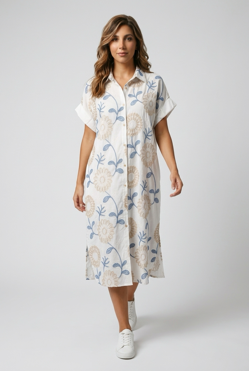 Elegante midi jurk voor dames met bloemenprint