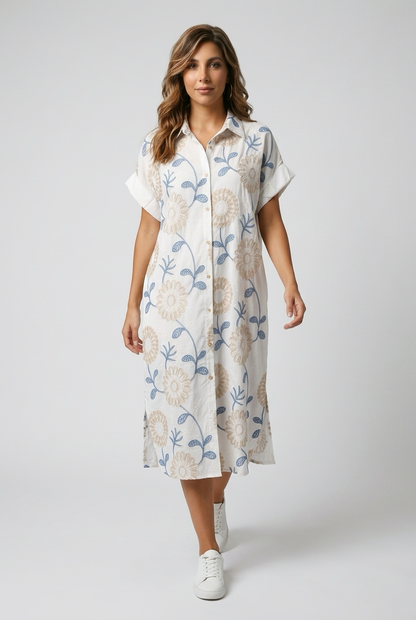 Elegante midi jurk voor dames met bloemenprint