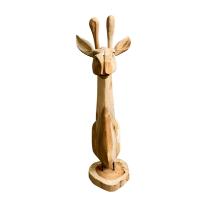 Giraffekop Decoratie Teakhout 40 x 25 x H80 cm