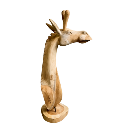 Giraffekop Decoratie Teakhout 40 x 25 x H80 cm