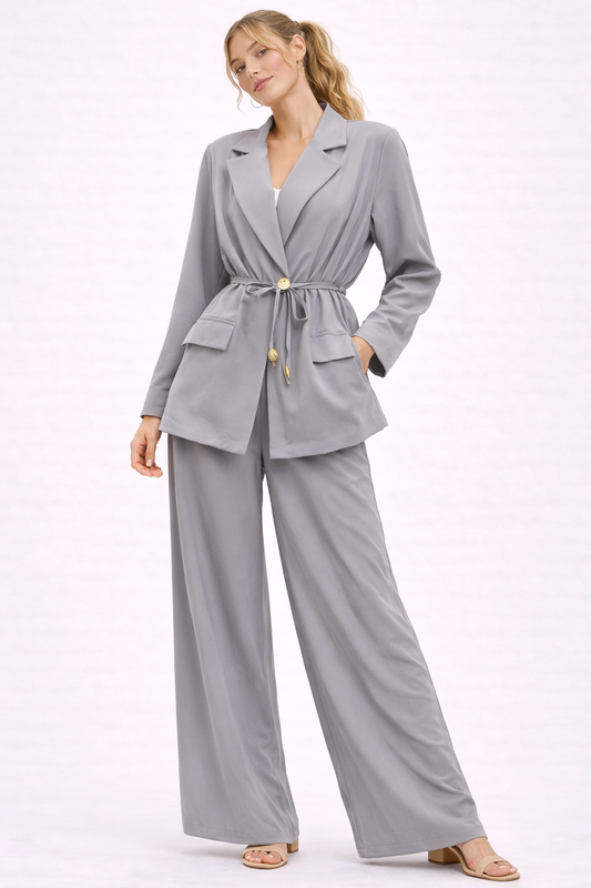 Grijze 2-delige blazer set voor dames