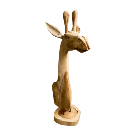 Giraffekop Decoratie Teakhout 40 x 25 x H80 cm