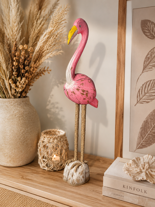 Houten flamingo decoratie van 100 cm