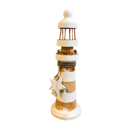 Bali Vuurtoren Decoratie Wit H35 cm
