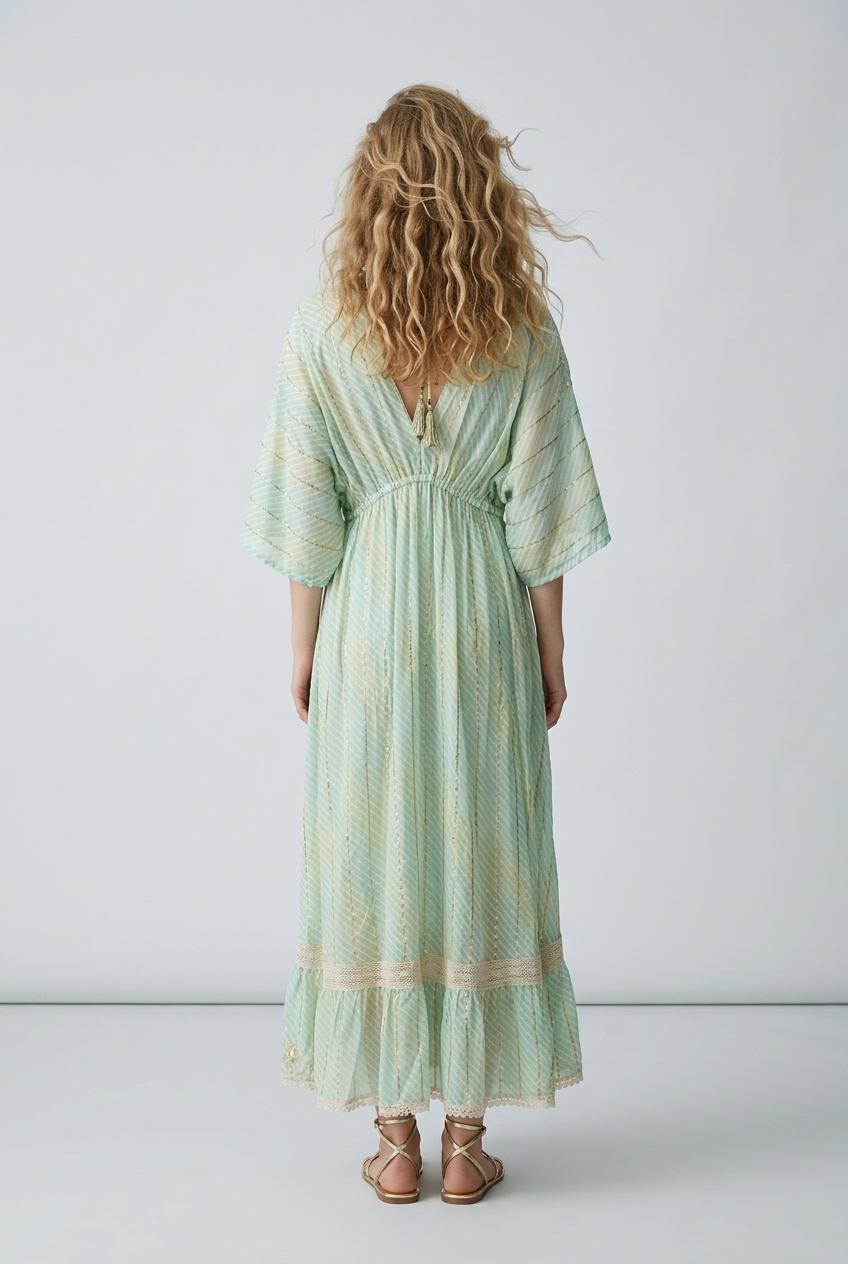Boho jurk groen goud