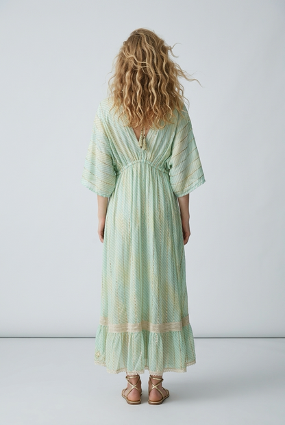 Boho jurk groen goud
