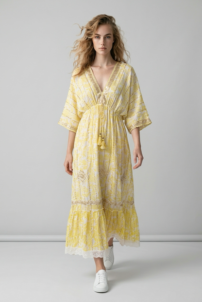 Boho jurk geel