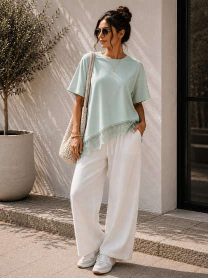 Oversized Lace Shirt Mintgroen