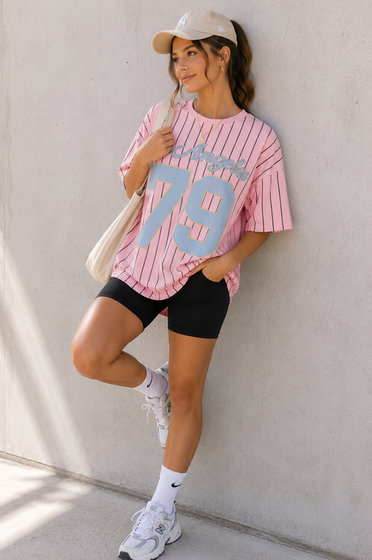 Los Angeles 79 Baseball Shirt Pink/Blue