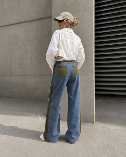 Broek Zoë – Denim Khaki Wide Leg