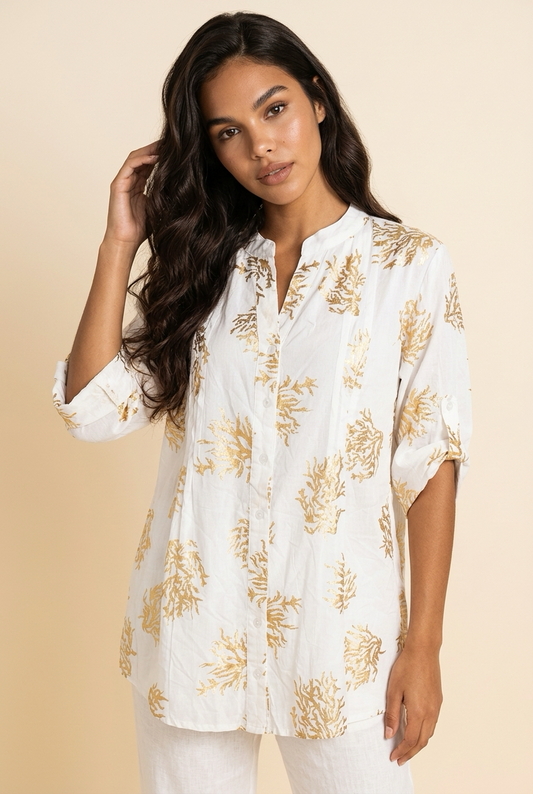 Boho Blouse Wit met Gouden Detail