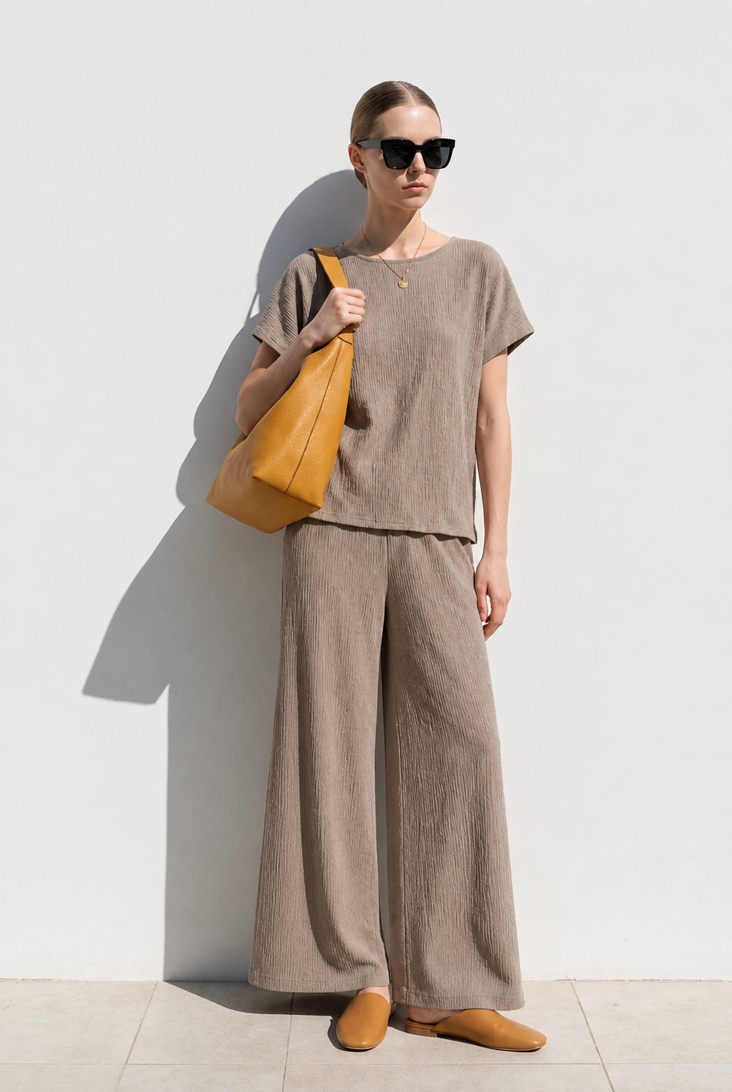 2-Delige Set Shirt en Broek Beige