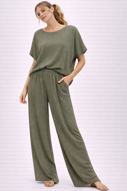 Khaki 2-delige set met shirt en broek