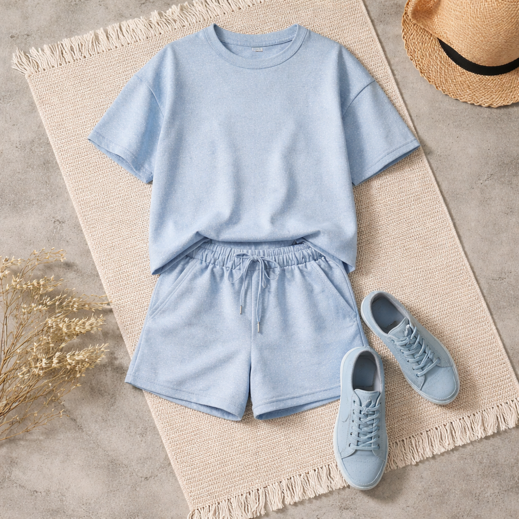 Lichtblauwe 2-delige set met shirt en short