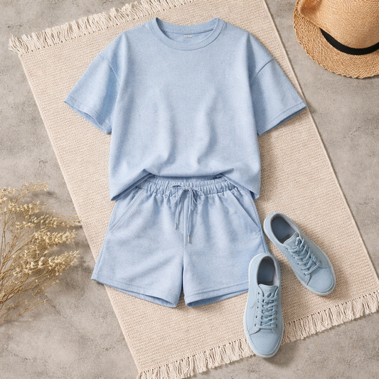 Lichtblauwe 2-delige set met shirt en short