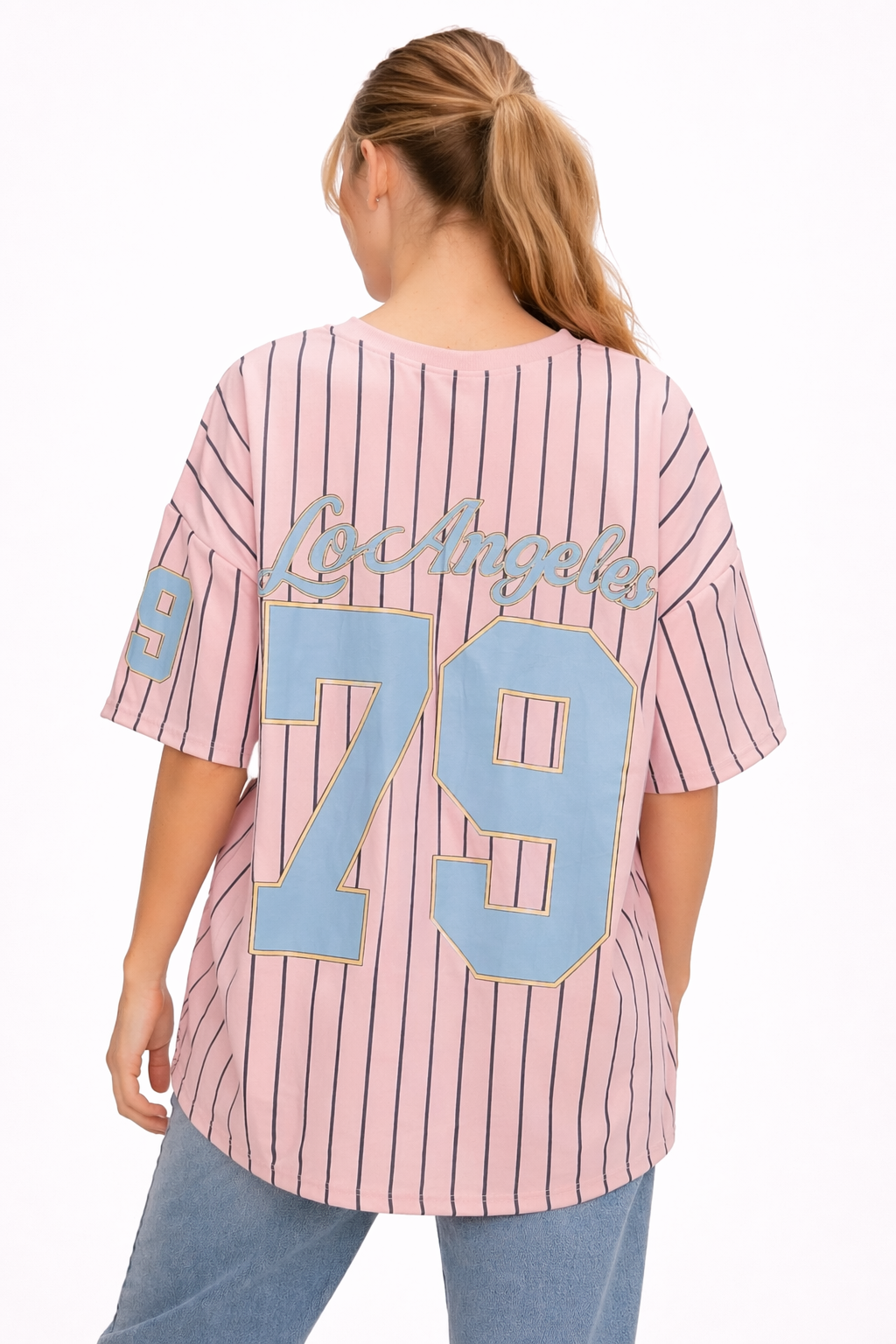Los Angeles 79 baseball shirt roze blauw
