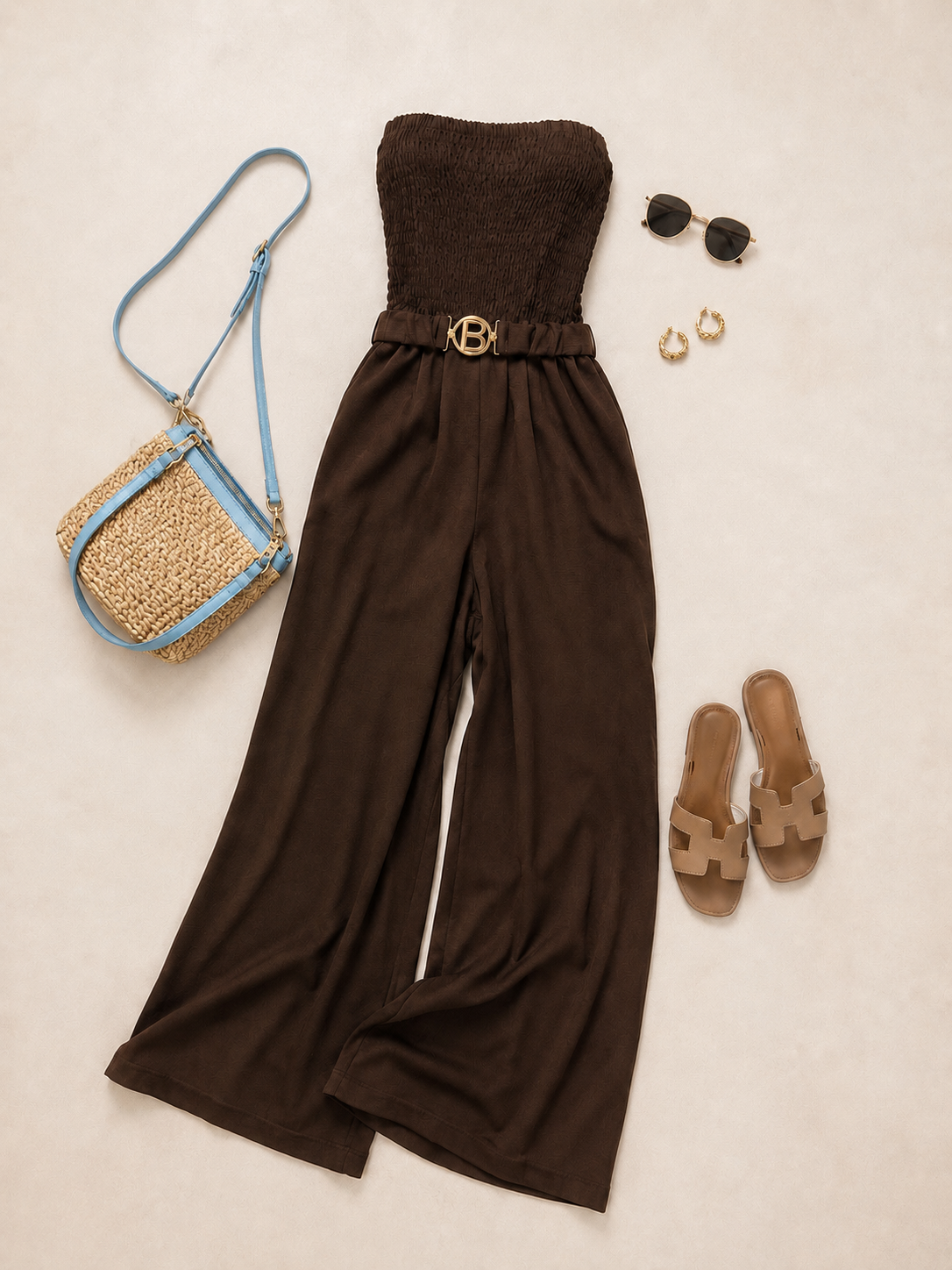 Luchtige dames jumpsuit met wijde pijpen