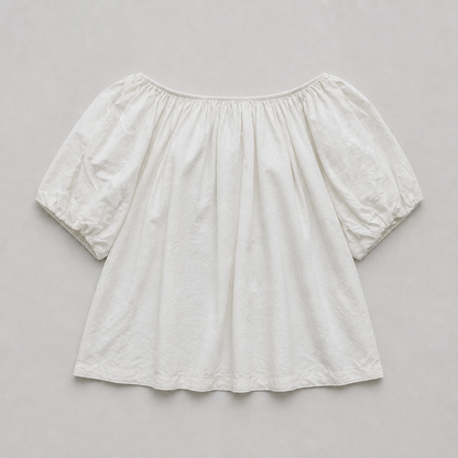 Luchtige top met ronde onderkant Beige