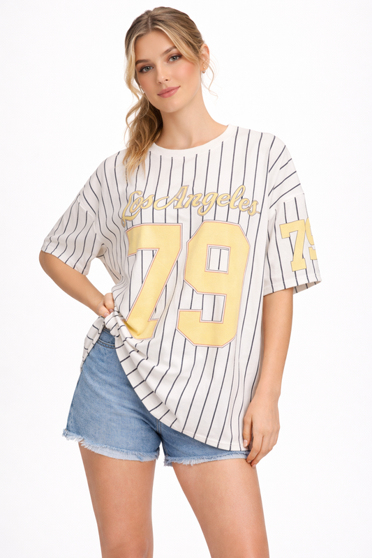 Los Angeles 79 Baseball Shirt Off White/Geel