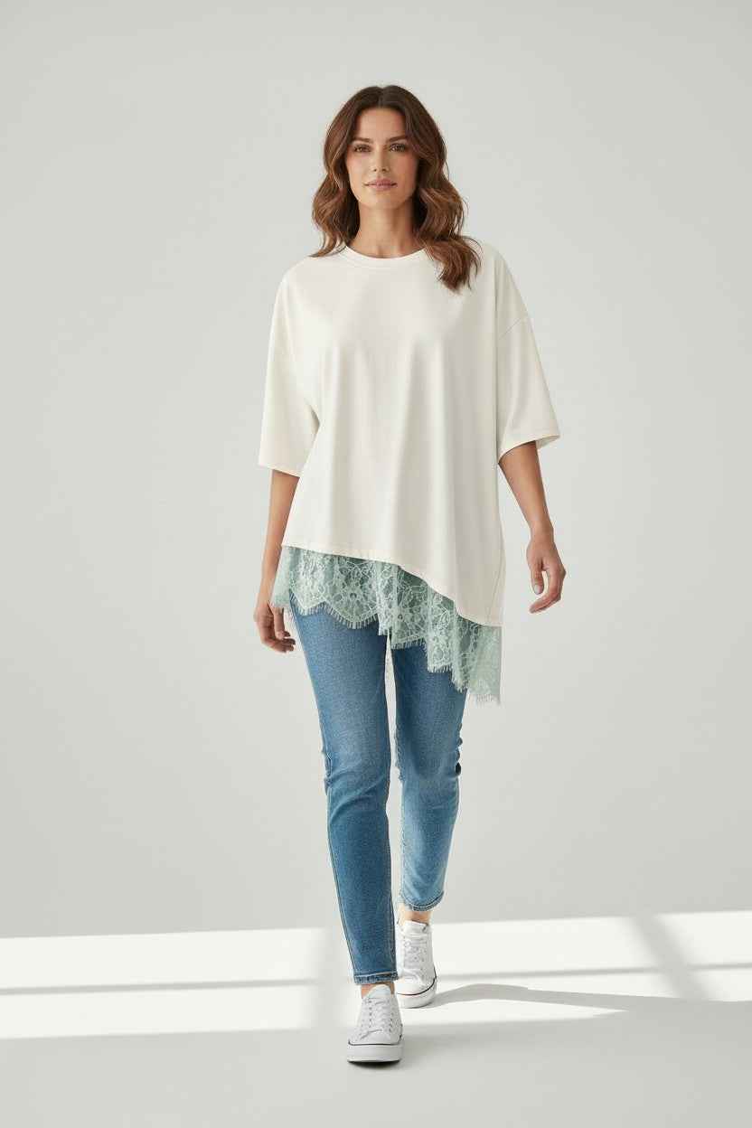 Oversized Lace Shirt Off White