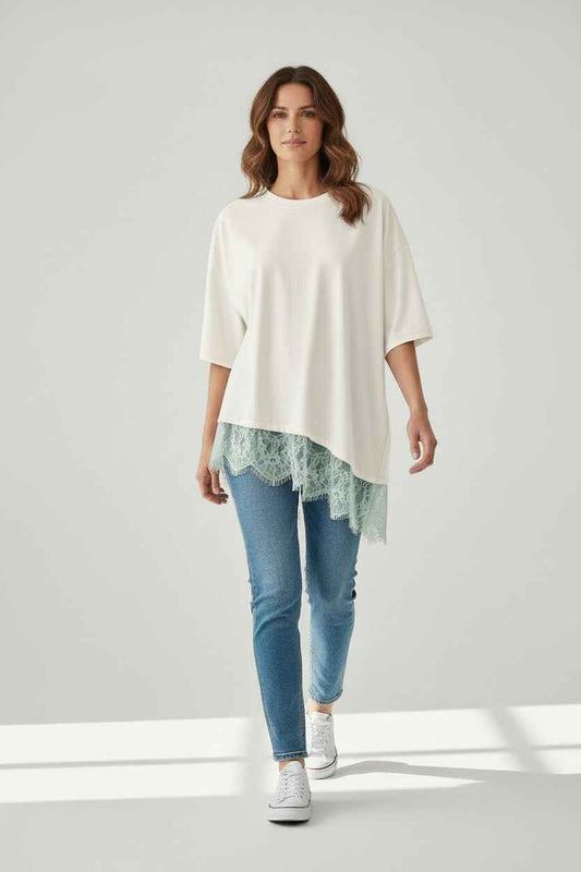Oversized Lace Shirt Off White