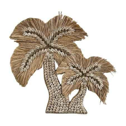Wanddecoratie Palmboom Rotan & Schelp 40 cm