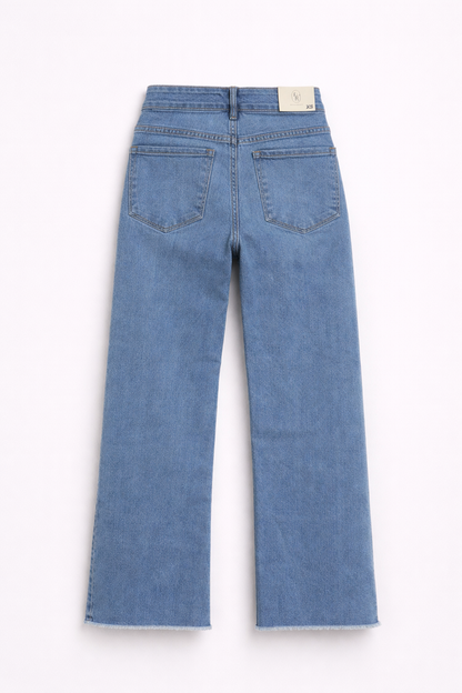 Poly Rose wide leg jeans lichtblauw achterkant
