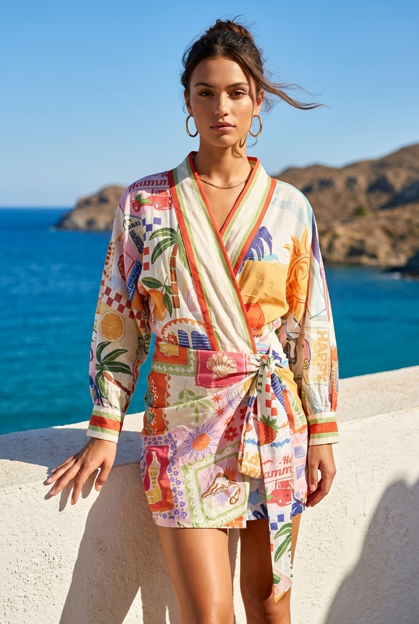 Purple Queen Wikkeljurk met Multicolor Print
