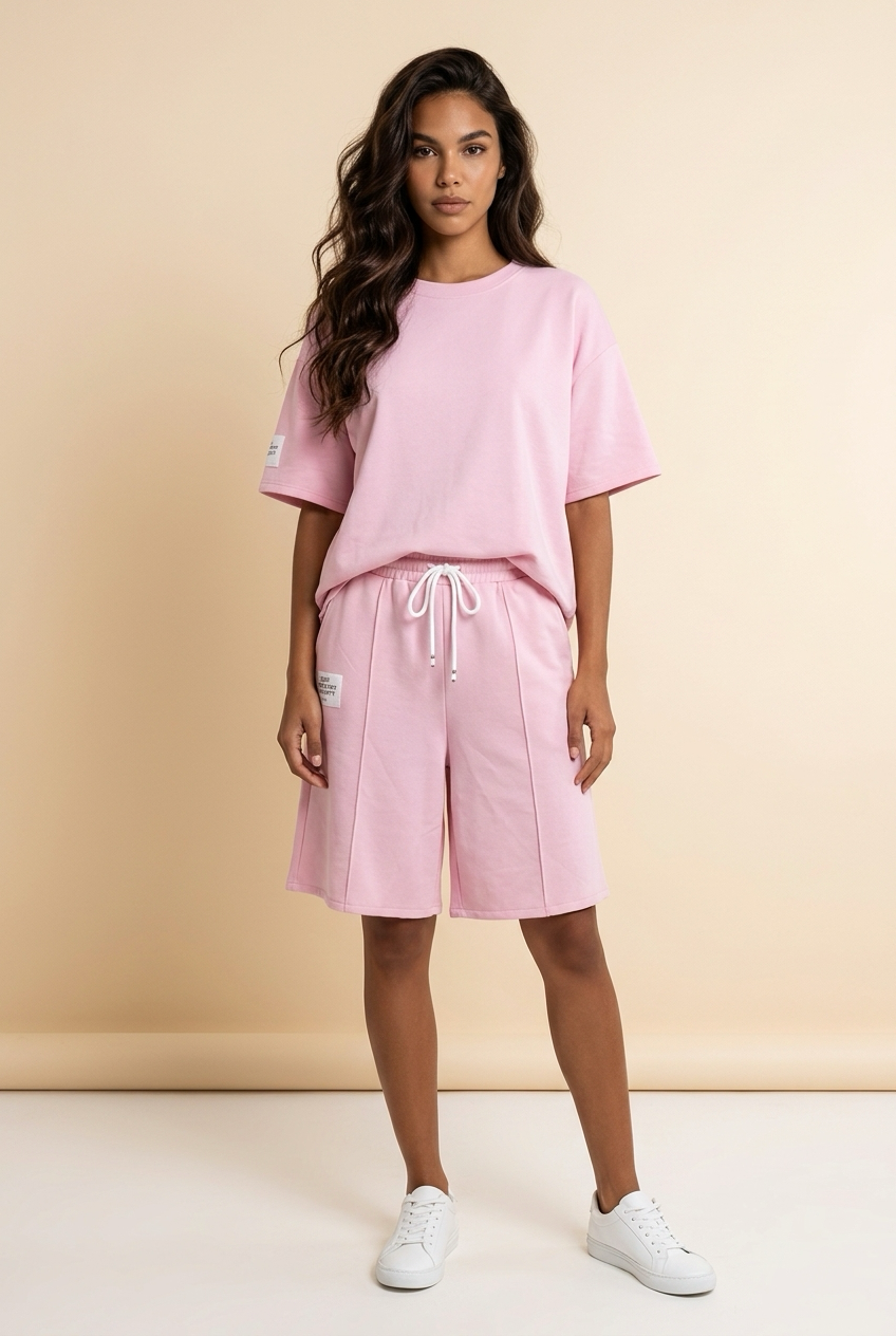 Roze 2-delige set met shirt en short