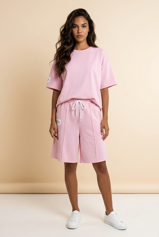 Roze 2-delige set met shirt en short
