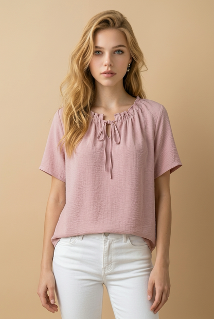 Roze Blouse Top met Strikdetail