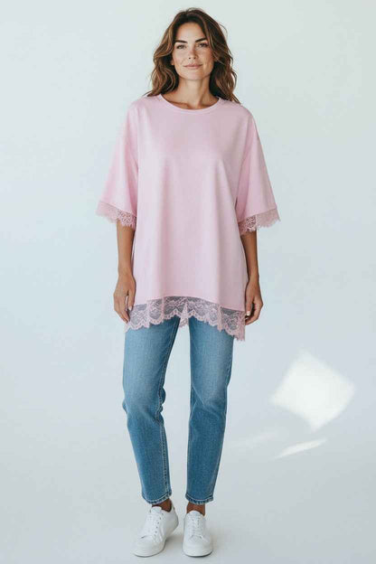 Lace Back Top Roze