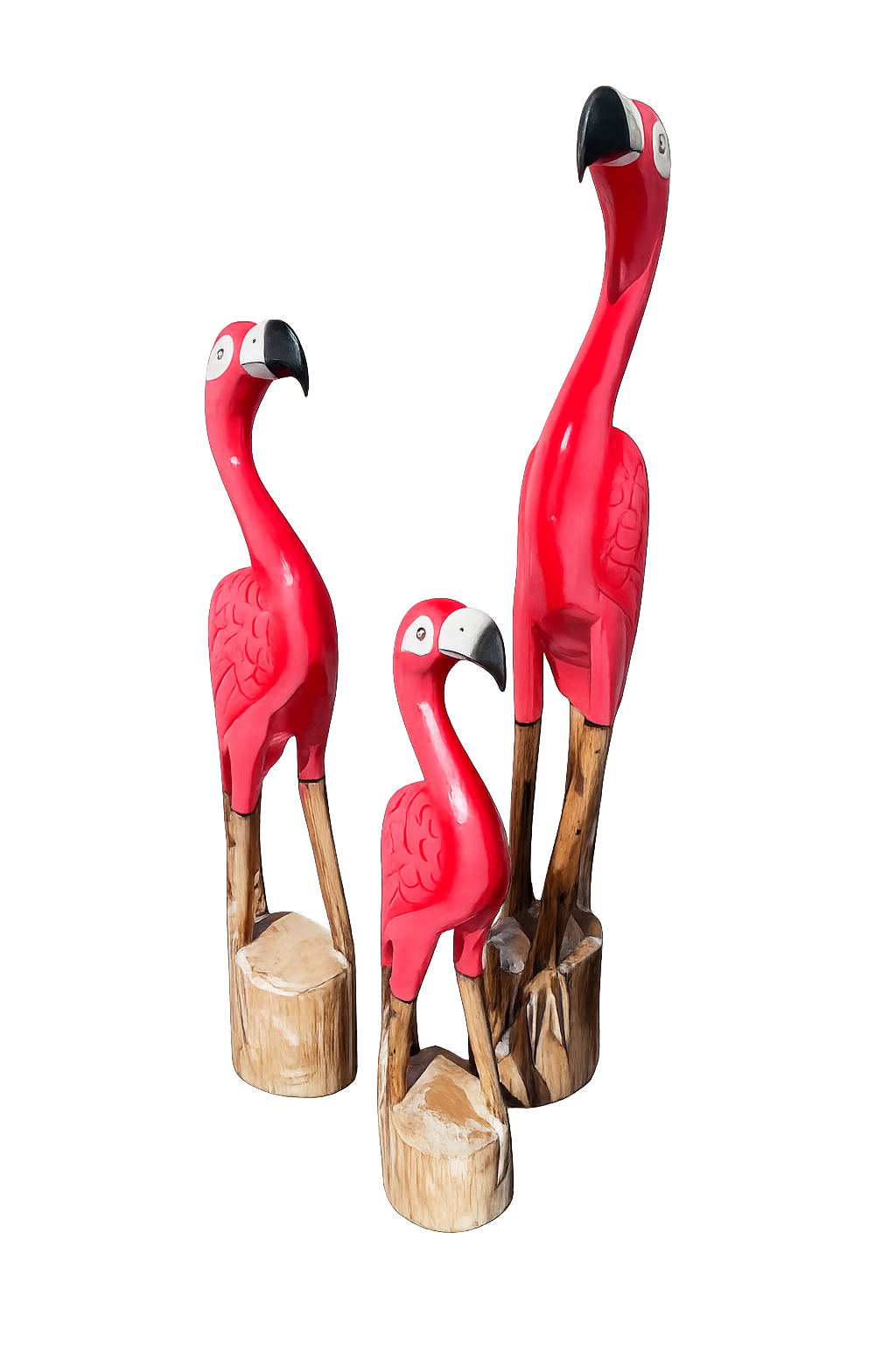 Set van 3 Houten Flamingo Tafeldecoraties