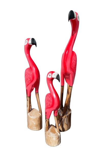 Set van 3 Houten Flamingo Tafeldecoraties