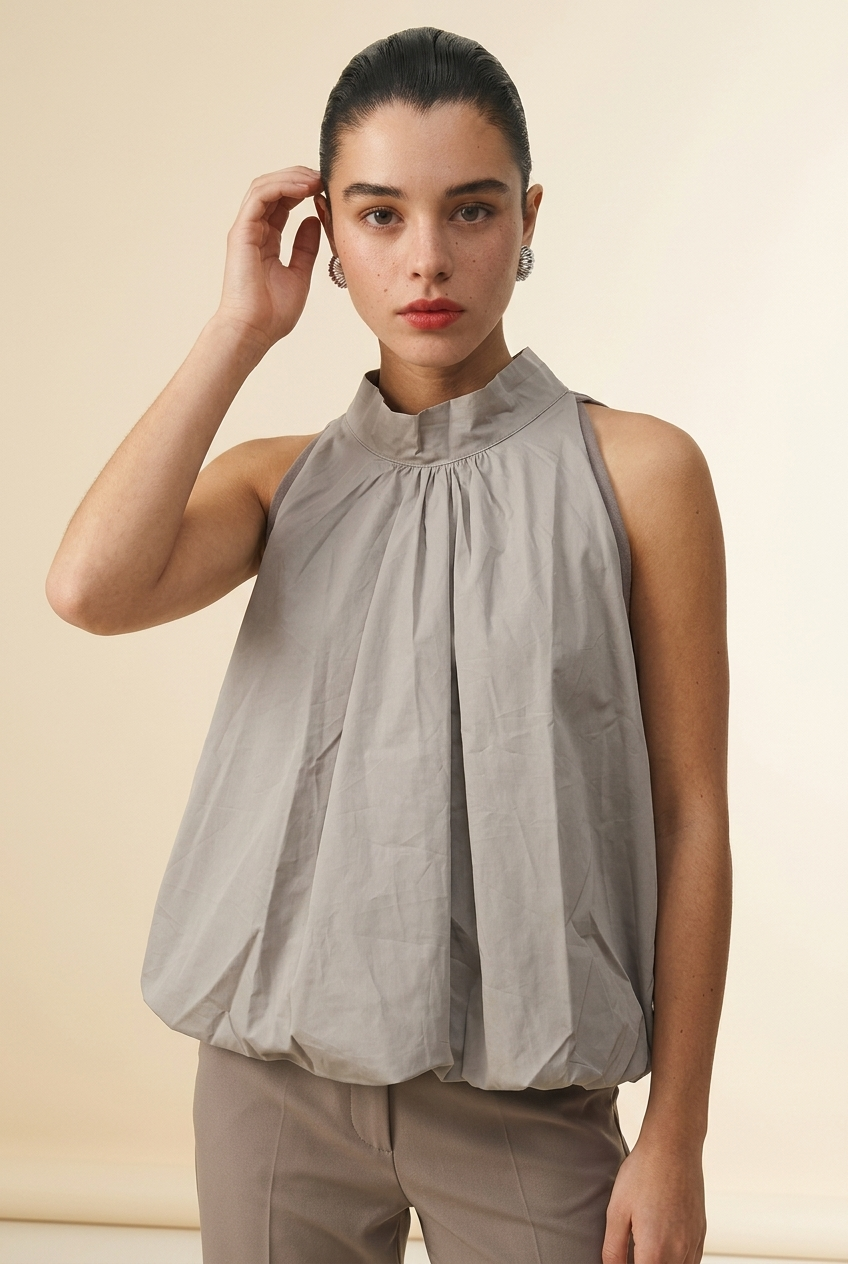 Taupe ballontop voor dames